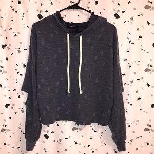 Distressed Crop Hoodie